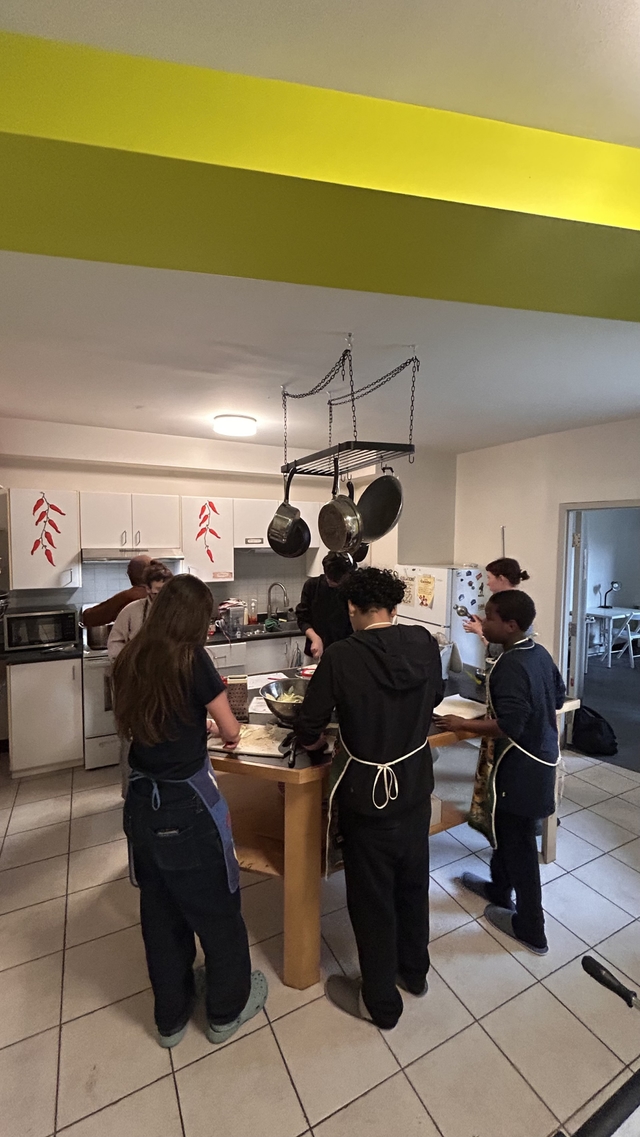 A group cooking workshop at the youth centre